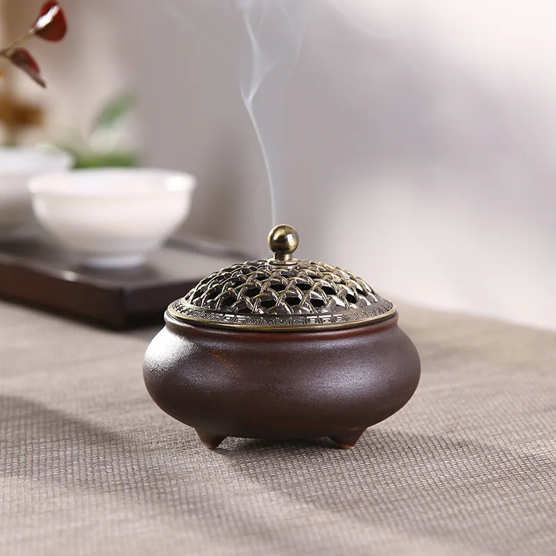 

Ceramic Incense Burner with Incense Stick Holder + Insulation Use for Stick or Coil Incense, Sage Cones and Frankincense