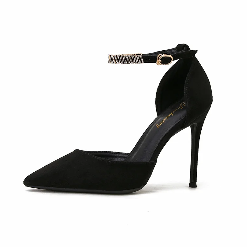 

Женские замшевые босоножки с острым носком, на высоком каблуке-шпильке