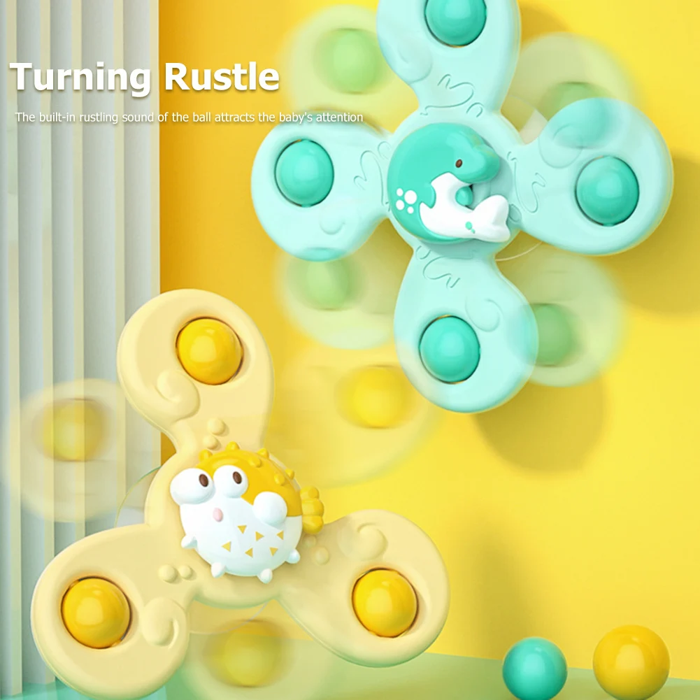 

3pcs Baby Bath Toy Gifts for Bathing Sucker Spinner Suction Cup Rattles Teether Toddler Toy Suction Cup Spinning Baby Bath Toys