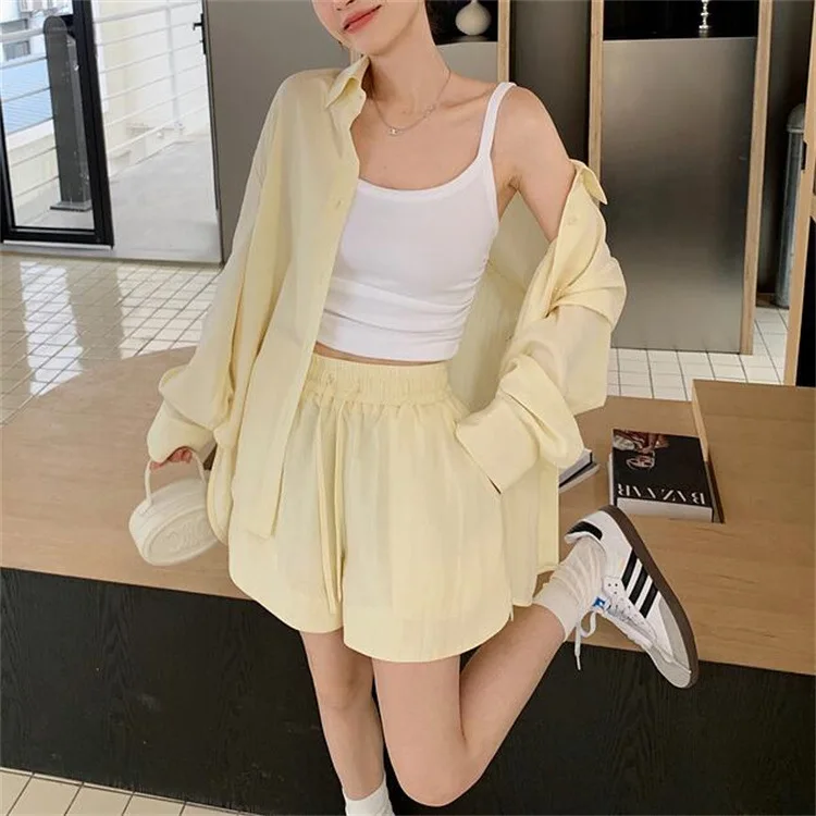 Рубашка с длинным рукавом и эластичные шорты комплект из двух предметов новинка