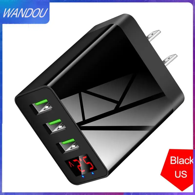 

Compatible Usb Phone Charger High Quality White / Black Phone Charger Fast Charging Portable Led Display Wall Adapter 3 Port