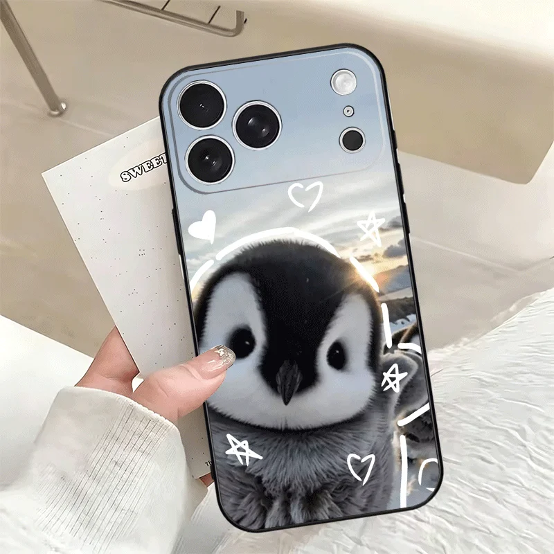 Фото Чехол для телефона с пингвинами на Северном полюсе для iPhone 16 17 Pro Max 17E 16E 14 15 Plus 12 13 7 8 SE, черно-белый, парный №3