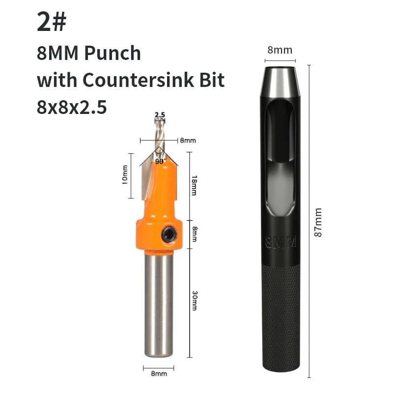 

YUSUN 2 шт. 8 мм хвостовик Зенковка с дыроколом фреза деревообрабатывающий Фрезерный резак для деревянной торцевой фрезы