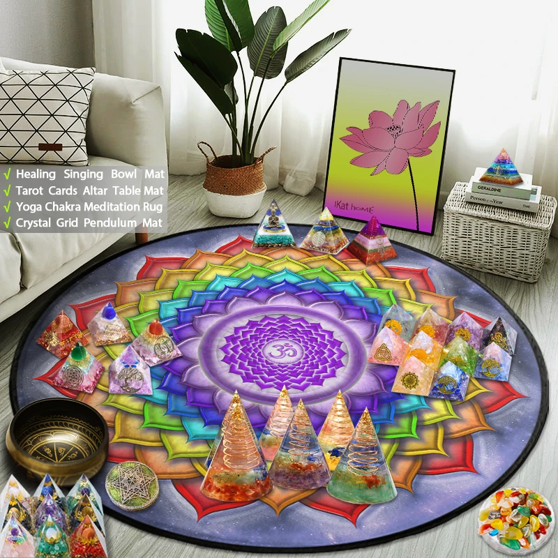 

Круглый коврик для йоги медитации и ковер "мандала", прозрачный, сетчатый, для языческой зоны, алтаря, карты, пения