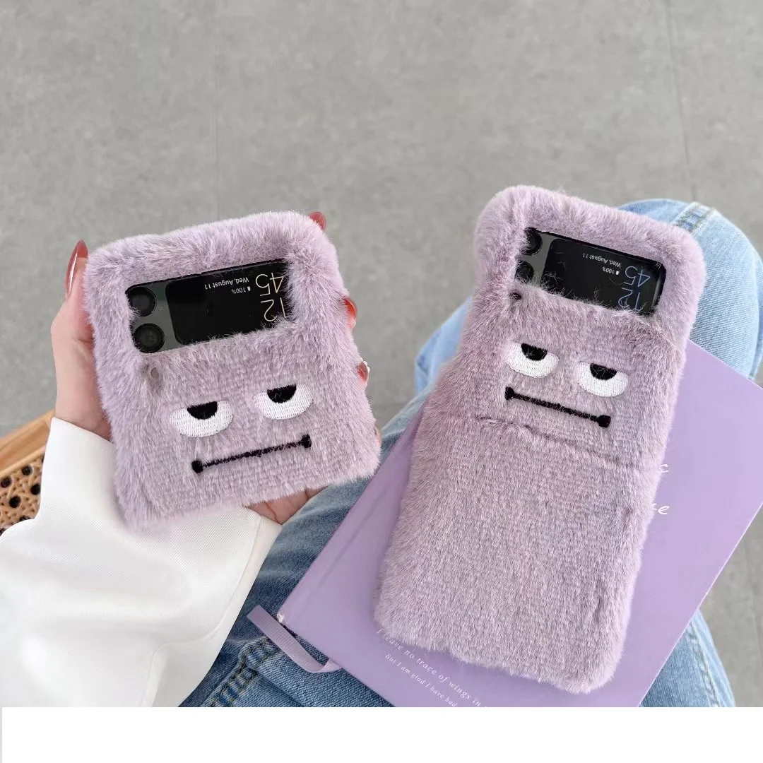 

For Samsung galaxy Z Flip 3 Case Cover PC Phone Back Cover For galaxy Z Flip 3 Winter plush protective shell Phone Cover Case