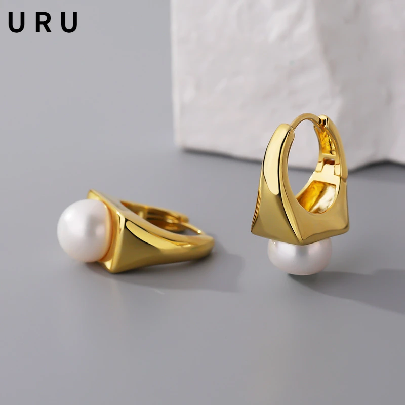 

Modern Jewelry Natural Freshwater Pearl Earrings Pretty Design High Quality Copper Metal Gold Color Earrings For Women Gift