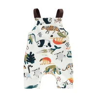 baby boys girls jumpsuit sleeveless cartoon animal print button closure summer romper for toddlers