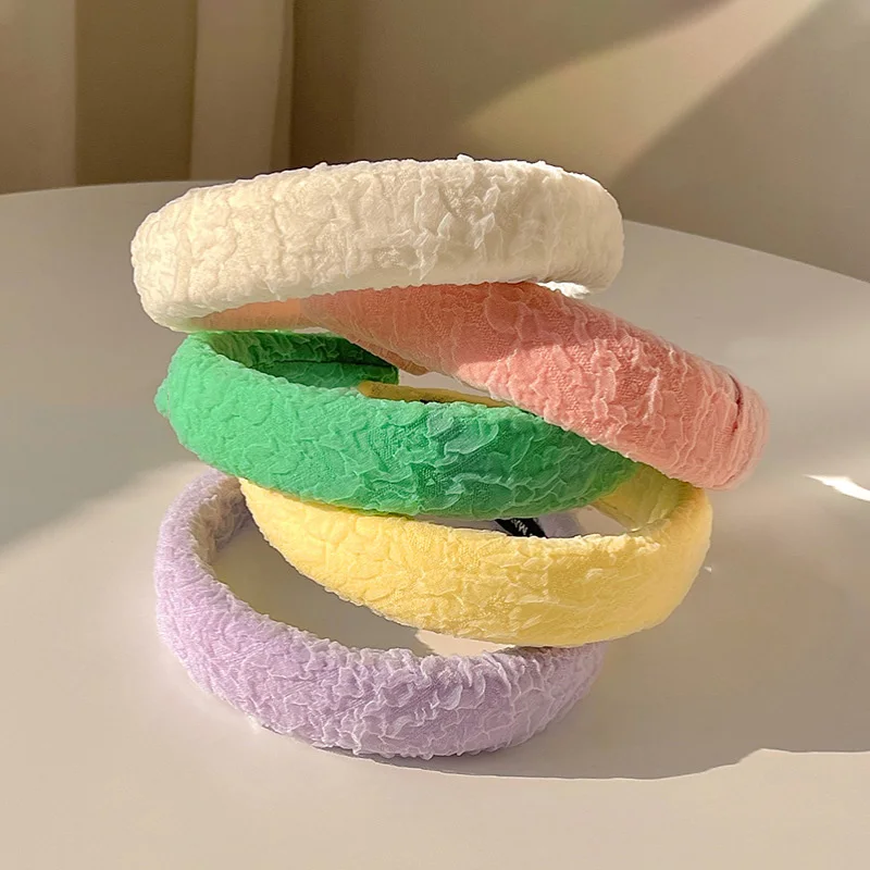 

Korea Candy Color Hairband Girls Sponge Chiffon Headband Trendy Pleat Hair Bnad Women Solid Headbands Hair Hoop Hair Accessories