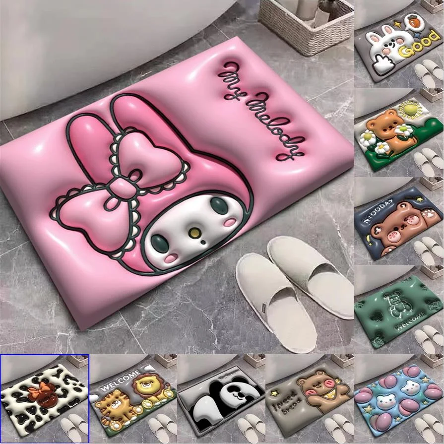 

60x90 см 3D Визуальный Быстросохнущий нескользящий коврик для ног дверной коврик абсорбирующий напольный коврик мультяшный расширительный коврик для ванной милый коврик