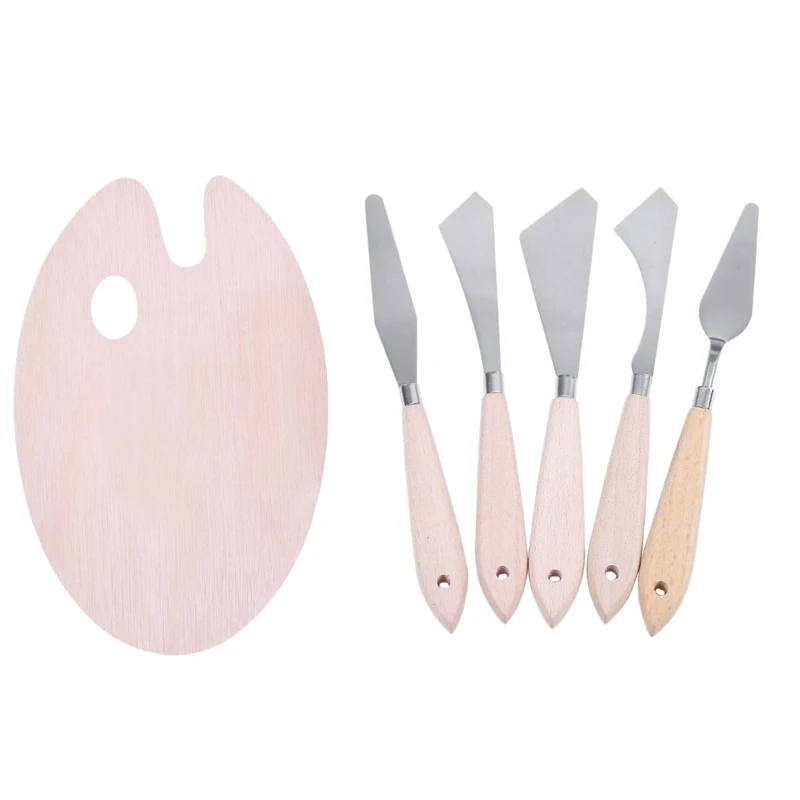

5 Pcs Artist Palette Knives With 1Pcs Paint Palette Painting Palette Knives Oil Painting Accessories Painting Spatula