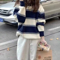 autumn and winter new cashmere sweater womens loose thickened cashmere pullover sweater round neck long sleeve knit top