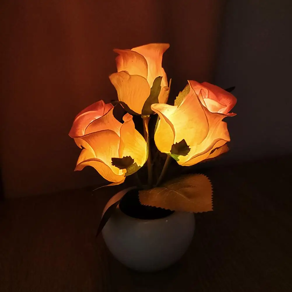 

Simulation Rose LED Night Light High Brightness Energy Saving Table Lamp Ornaments For Home Living Room Desktop Decor