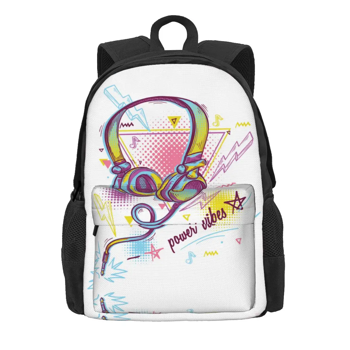 

Headphones Graffiti Backpack Cartoon Artwork Music College Backpacks Youth Designer Lightweight School Bags Stylish Rucksack