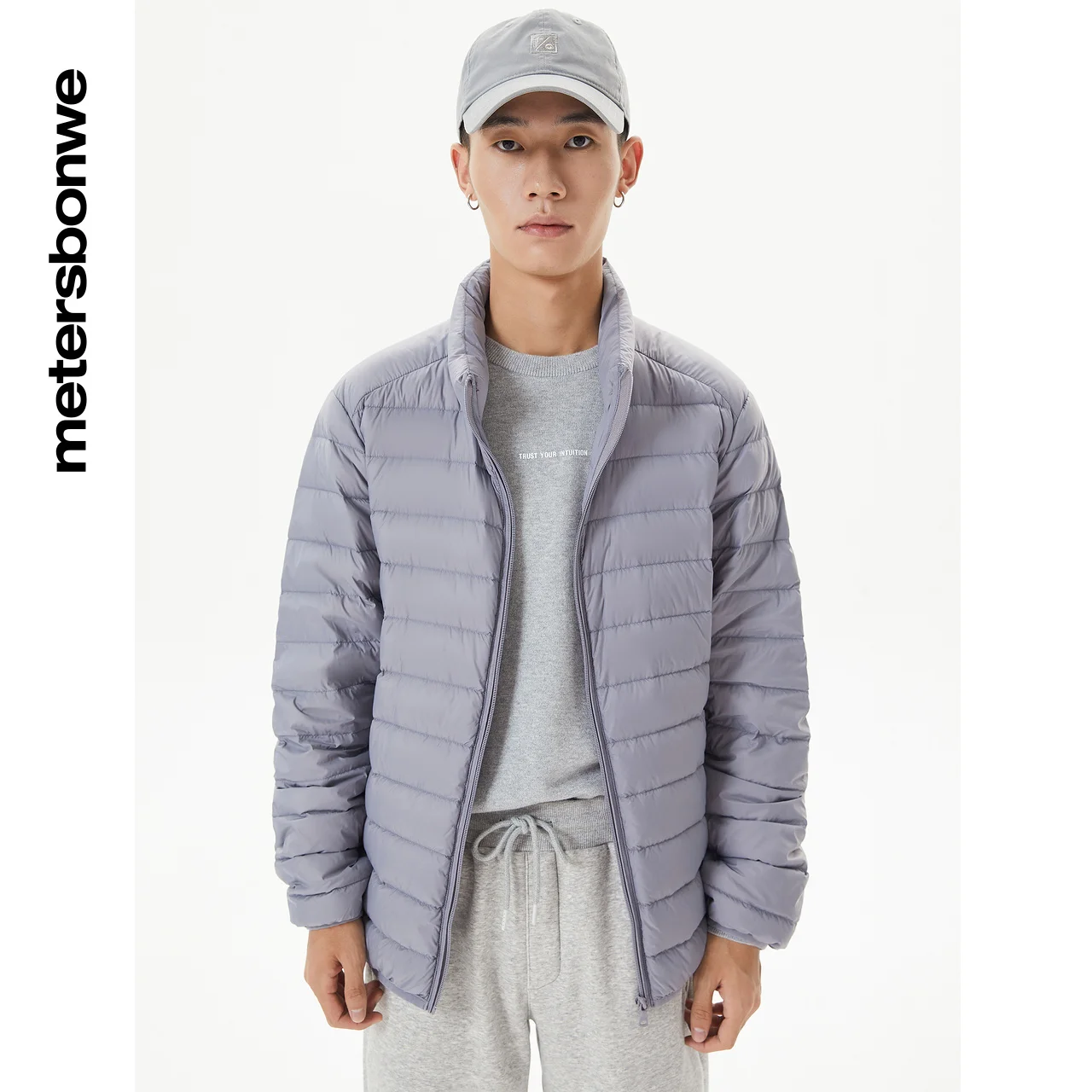 Metersbonwe Men's Stand Collar Solid Color Warm Down Jacket 90%Duck Down Ultra Light Thin Warm Ware Slim Male Short Winter Coat