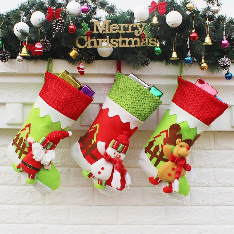 

New Year 2023 Christmas Stocking Xmas Santa Claus Elk Snowman Socks Merry Christmas Tree Ornament Navidad Natal Gift Candy Bags