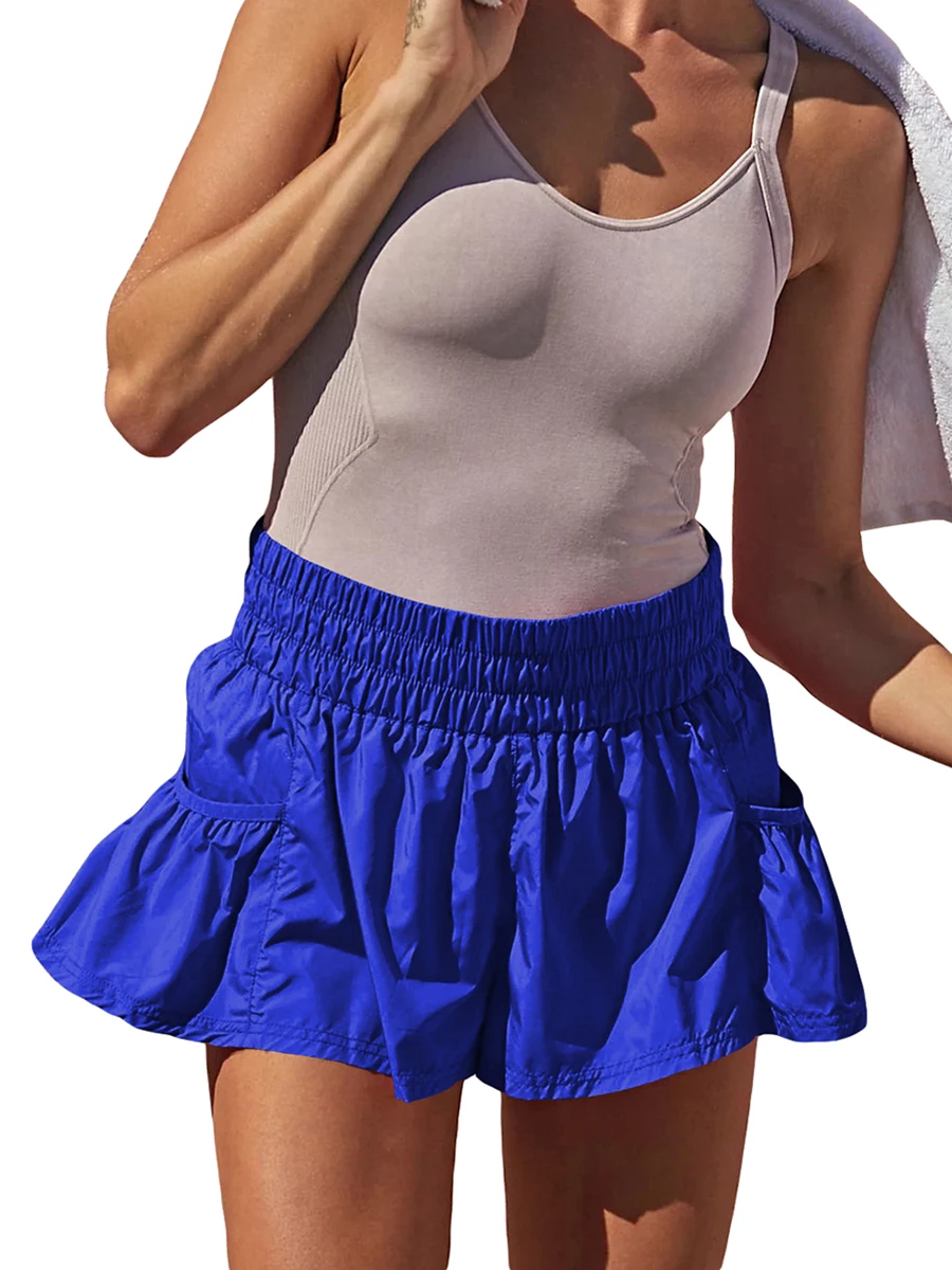 

Women Working Shorts with Pockets High Waist Gym Workout Athletic Baseball Shorts Elastic Casual Summer Running Shorts