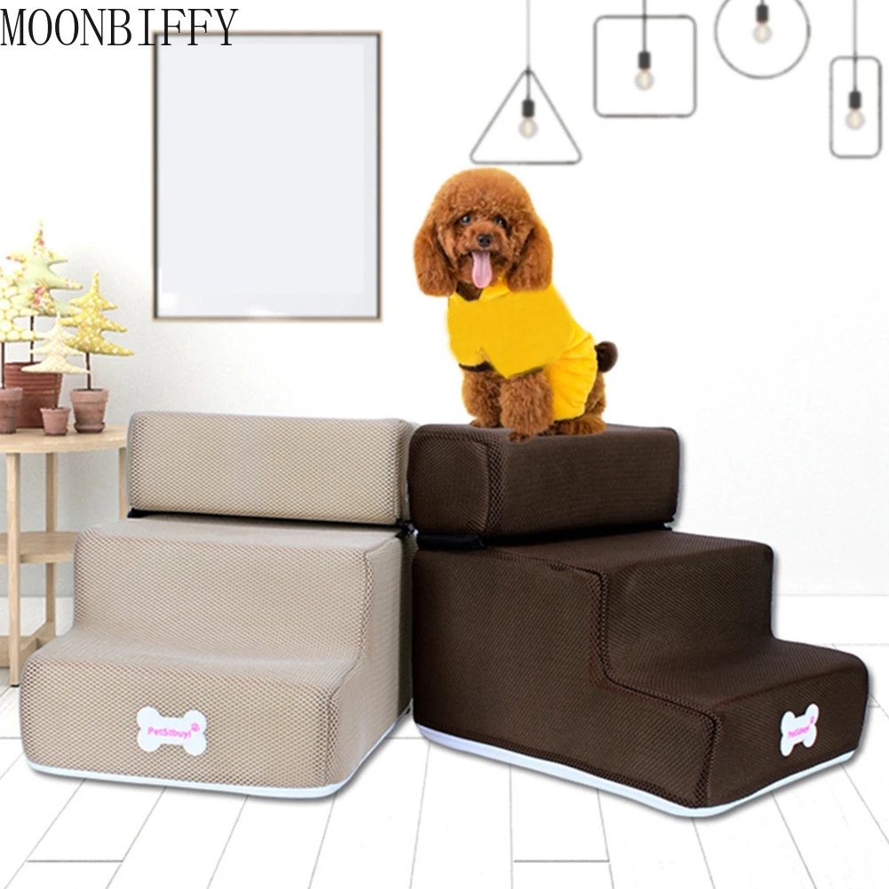 

Small Dog Cats Pet 3 Steps Removable Non-slip Ramp Climbing Detachable Bed Ladder Free To Match The Ladder Dog stairs Pet ladder