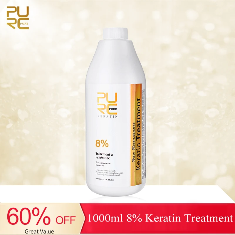 

Бразильский Кератиновый лечебный выпрямитель для волос PURC 8%, сглаживающий стойкий выпрямитель для волос, 1000 мл