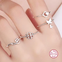 authentic 925 sterling silver finger ring create set for woman female luxury jewelry 2022 geometric thin korea style fine jewel