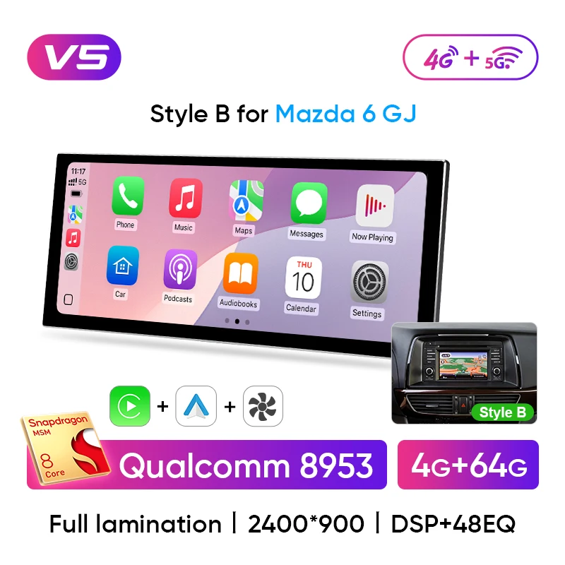 

Ainavi 2 Din Android автомобильный мультимедийный видеоплеер для Mazda 6 GJ Atenza 2013-2015 12,3-дюймовый радиоприемник беспроводной Carplay Android Auto 4G