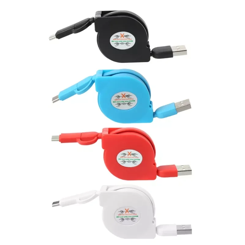

Retractable 2-In-1 Micro USB+Type C Charging Data Flat Cable For Anroid Phone
