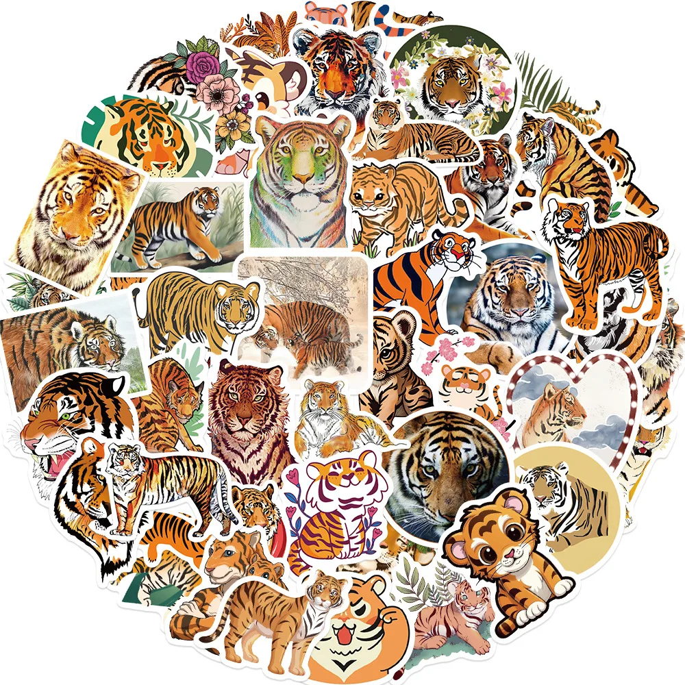 50PCS Животное Тигр Граффити Стикеры Автомобиль Гитара Мотоцикл Багаж Чемодан