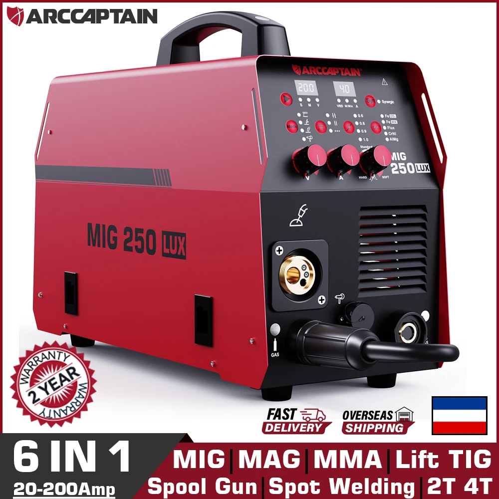 ARCCAPTAIN Сварочный аппарат MIG 200 А 220 В инвертор 6 в 1 полуавтоматический стержень с