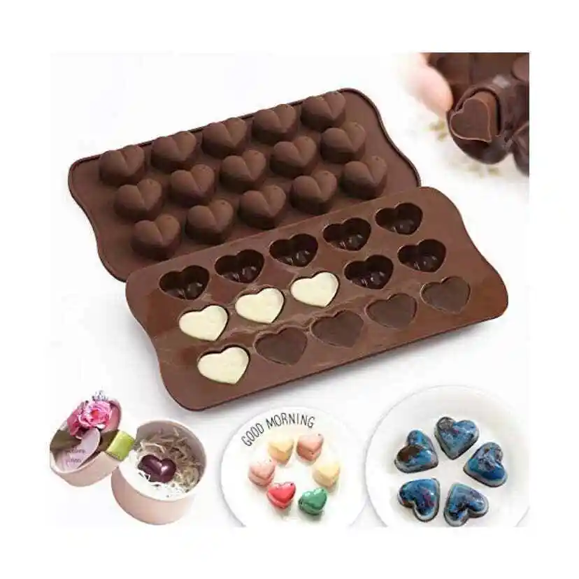 

15 Cavities Heart Chocolate Molds 3D Love Shape Sillicone Candy Sweets Baking Mold Cupcake Decorations Cake Mould