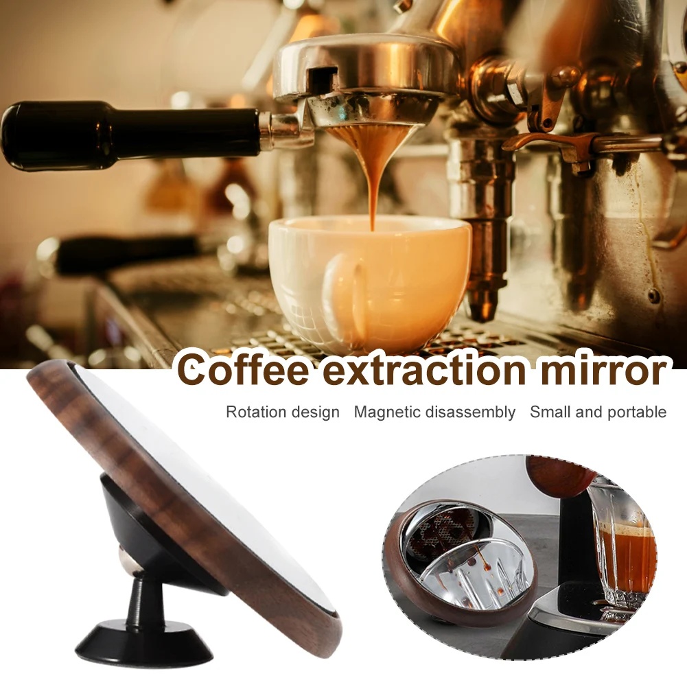 

Adjustable 360° Rotation Coffee Extraction Mirror Wooden Coffee Machine Bottomless HandleVisual Extraction Mirror Appliance