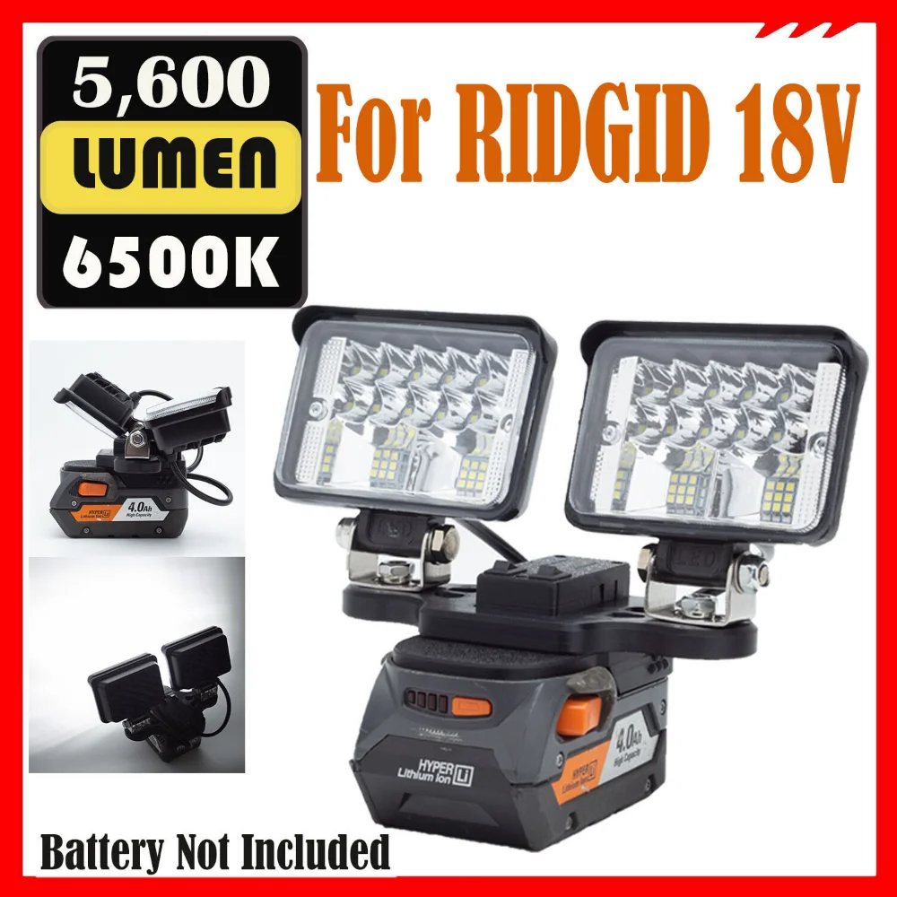5600LM LED Work Light For RIDGID 18V AEG Lithium Battery with USB Fast Charging  (Battery Not Included)