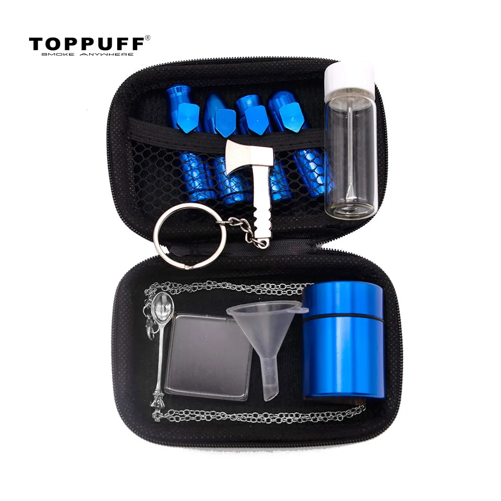 

TOPPUFF Sniffer Snuff Set Aluminum Bullet Snuff Sniffer Metal Dispenser Spoon Storage Container Stash Jar Plastic Funnel