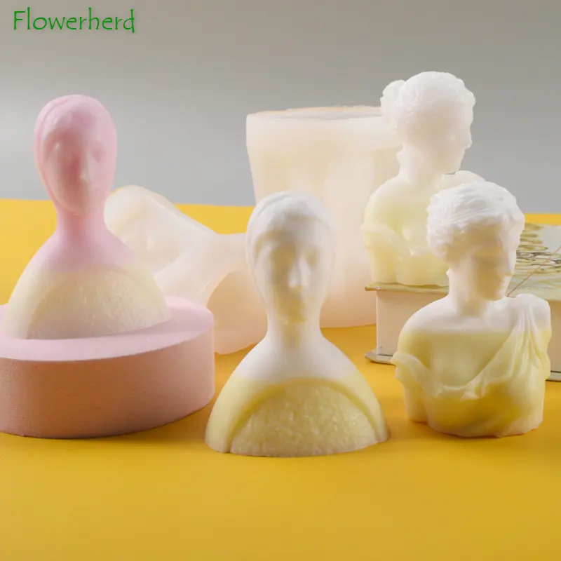 

Half-cut 3D Portrait Candle Silicone Mold DIY Human Body Aroma Gypsum Mold Manual Drip Mold Candle Making Supplies