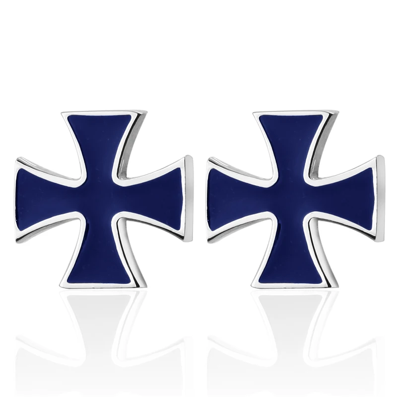 Высококачественные Синие запонки с крестом модная французская рубашка бейдж из