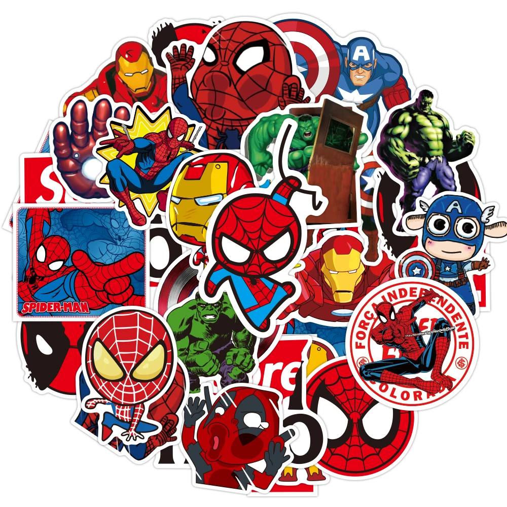 Набор наклеек с супергероями Marvel Disney для телефонов планшетов велосипедов