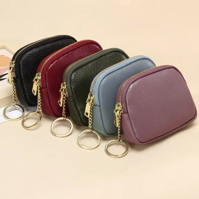 Women Mini Wallet Coin Purse Leather Kids Purses Coin Credit Card Keys Wallet Small Zipper Keychain Clutch Lipstick Change Pouch