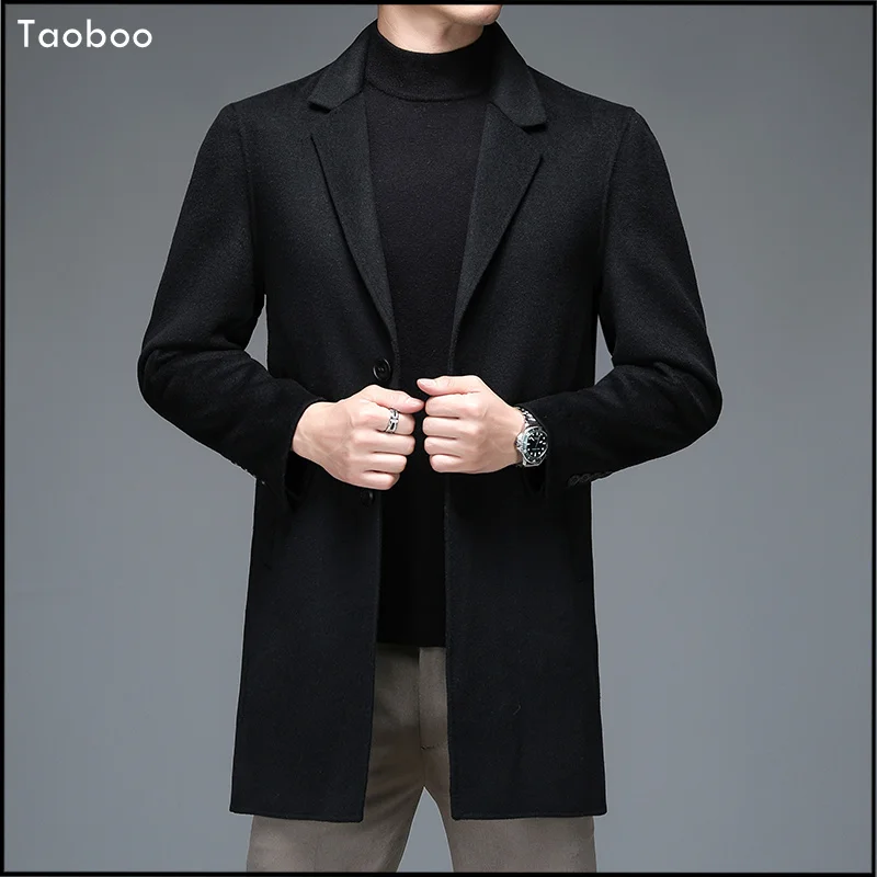 

Мужская приталенная куртка из смешанной шерсти, классическое деловое повседневное однотонное пальто для отдыха, новинка сезона зима-осень 2024