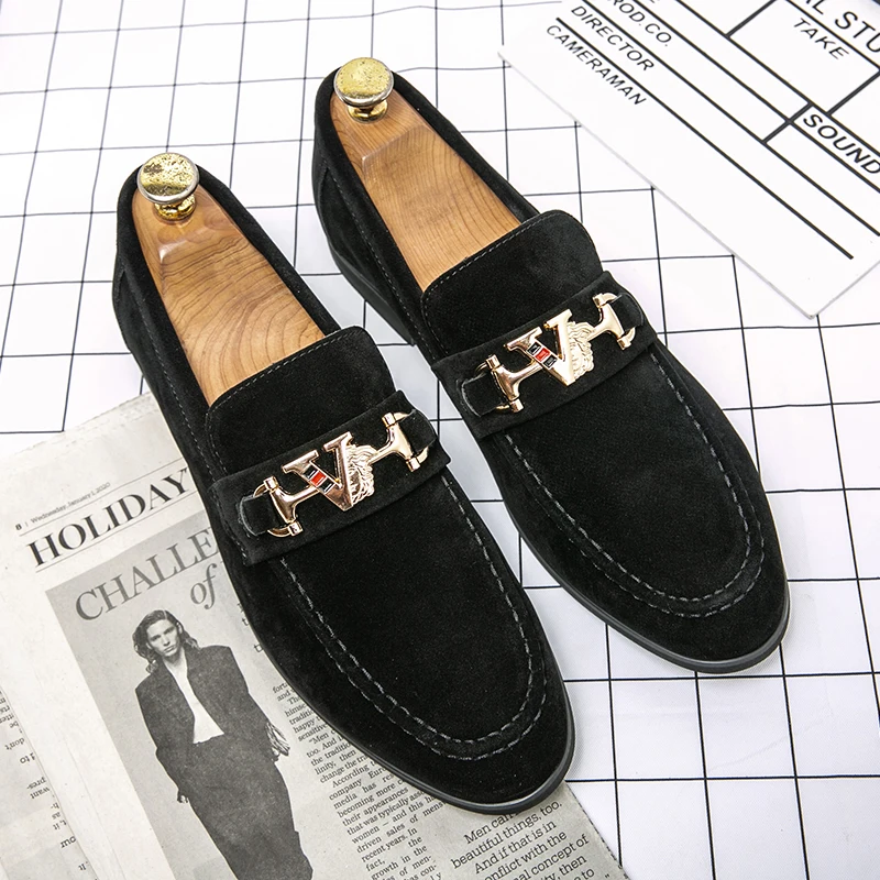 

Fashion New Suede Loafers Mens Luxury Shoes Mens Designer Shoes Outdoor Casual All-match Mens Shoes Black Brown Scrub Moccasins