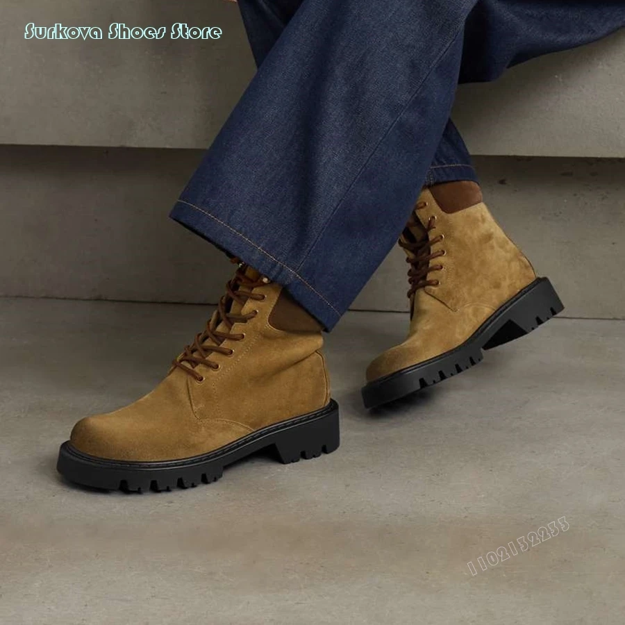 Женские винтажные Ботинки Челси Surkova с круглым носком роскошные боевые ботинки