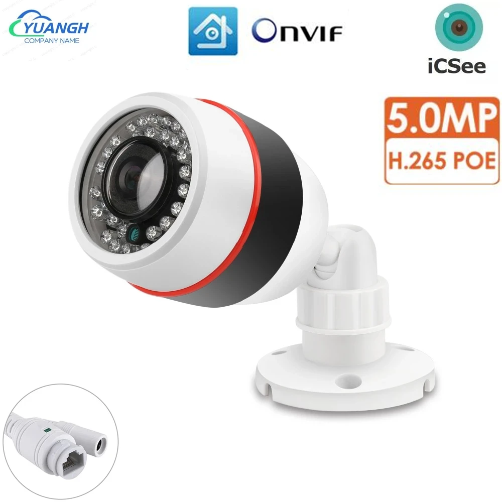 

5MP Bullet Outdoor IP POE Camera H.265 Waterproof 180 Degree Lens Plastic Casing CCTV Security Network Camera