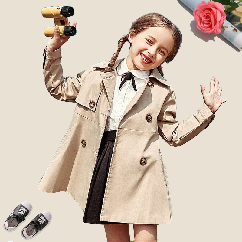 

Spring & Autumn Children Coats for Girls 3-14 Years Fashion Kids Outerwear Long Sleeve Children's Windbreaker for Girls 2021