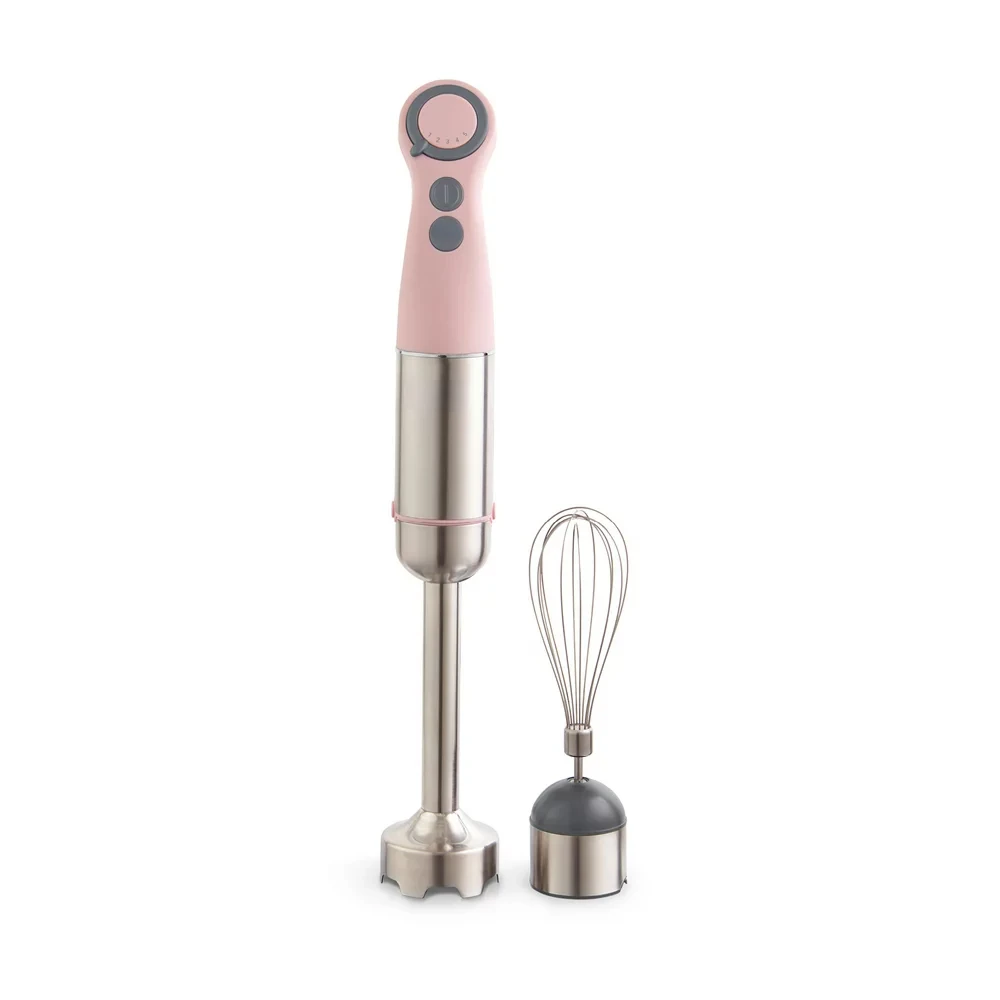Series Immersion 5 Speed Stick Blender - Stainless Steel Blades -Whisk Attachment, Pink