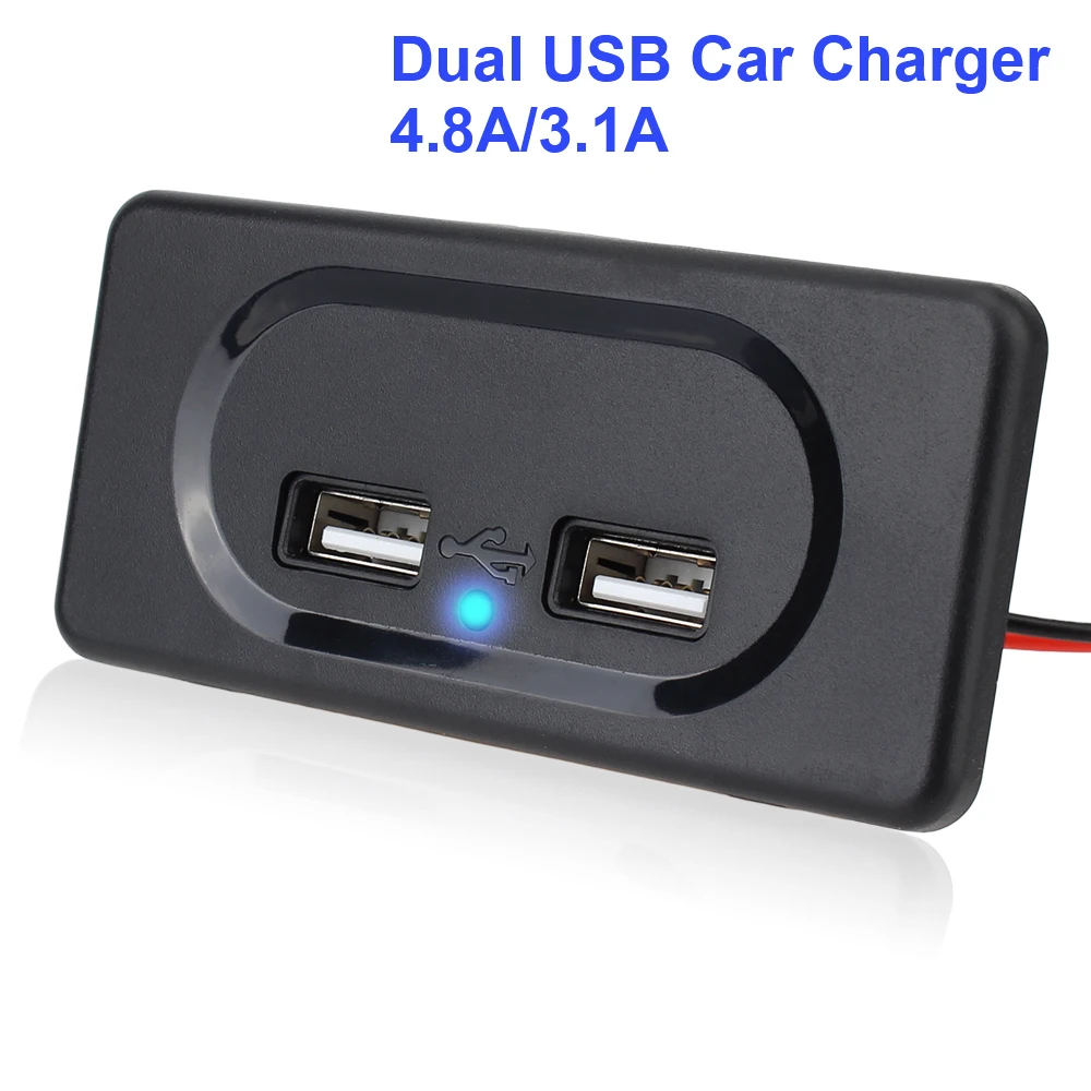 

Dual USB Charger Socket Dustproof 3.1A 12V 4.8A 12V 24V Power Adapter Outlet for Auto Truck ATV Boat Car RV Bus Modify