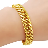 24k gold smooth chain bracelet high quality gold filled 10mm 8 cuba bracelet luxury jewelry