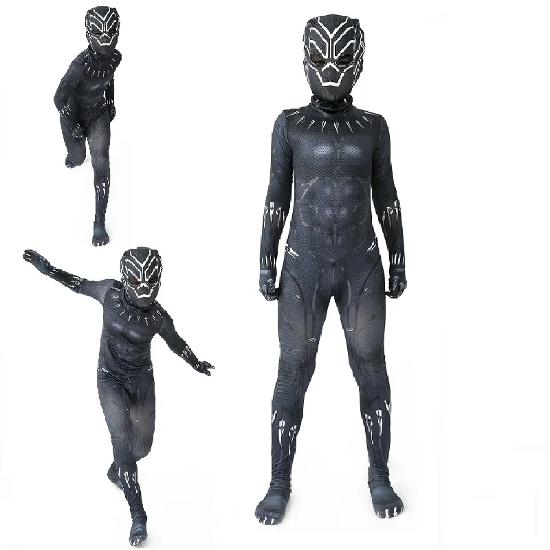 

Spiderman kids black panther costume adult anime panther cosplay jumpsuit costume for halloween