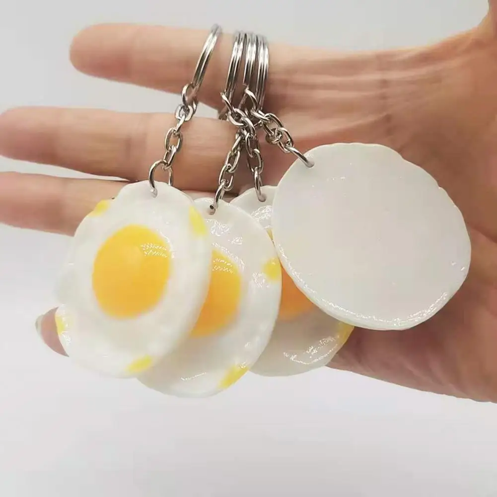 

Fried Egg Key Holder Solid Smooth Handbag Decor Egg Sheet Key Holder Pendant Lightweight Fried Egg Key Ring School Supplies