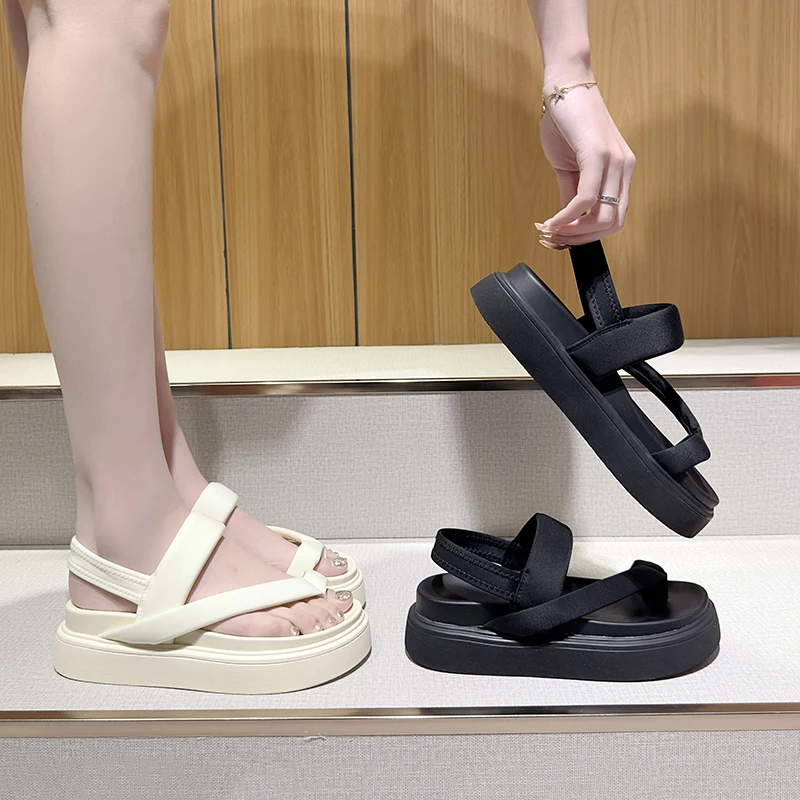 Designer Platform Sandals Girls Flats Pumps Summer Flip Flops Female Party Elegant Medium Heel Women's Shoes 2023 Casual Sandles