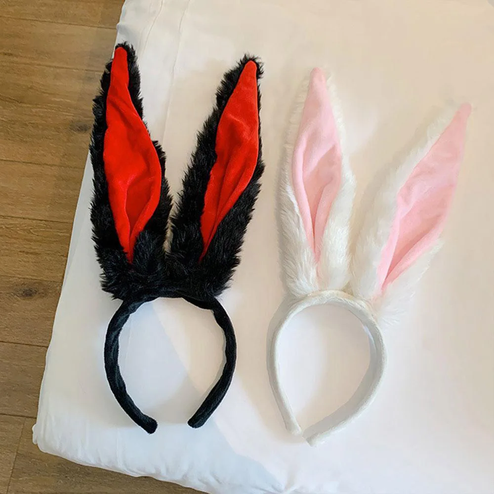 

Lolita Bunny Ear Cartoon Animal Headband Plush Hairbands Cute Easter Party Hair Rabbit Decor Anime Cosplay Headdress Accessories