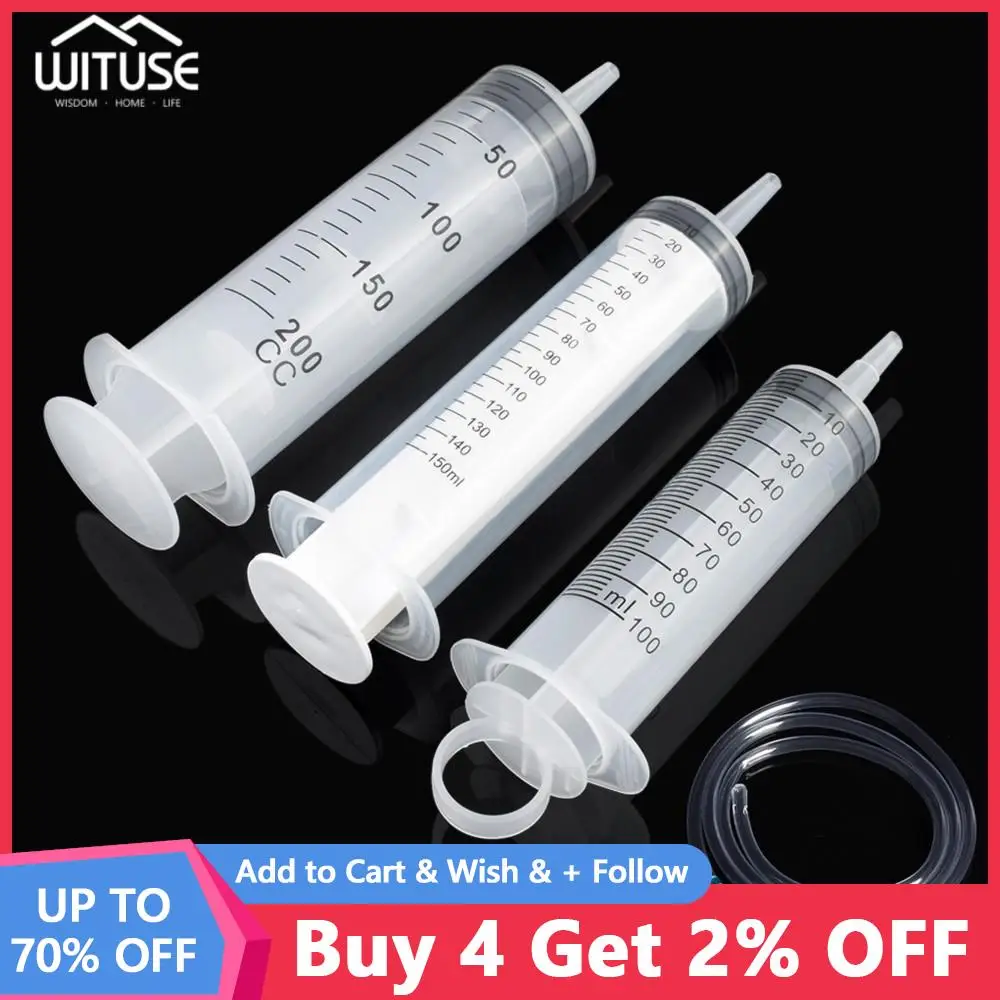 

50-200ml Reusable Plastic Syringe Hydroponics Syringe For Lipgloss Nutrient Sterile Health Measuring Syringe Cat Feed Tools