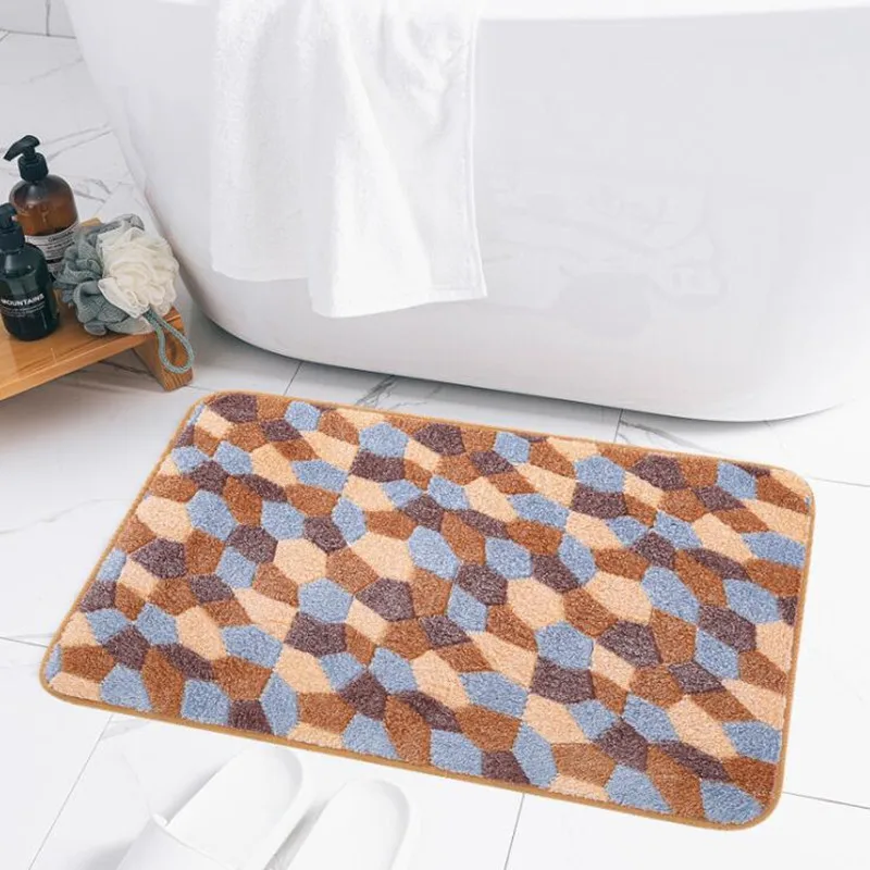 

Bathroom Mat Bathtub Side Carpet Non-slip Absorbent Bathroom Doormat Soft Coral Velvet Offset Printing Home Bathroom Accessories