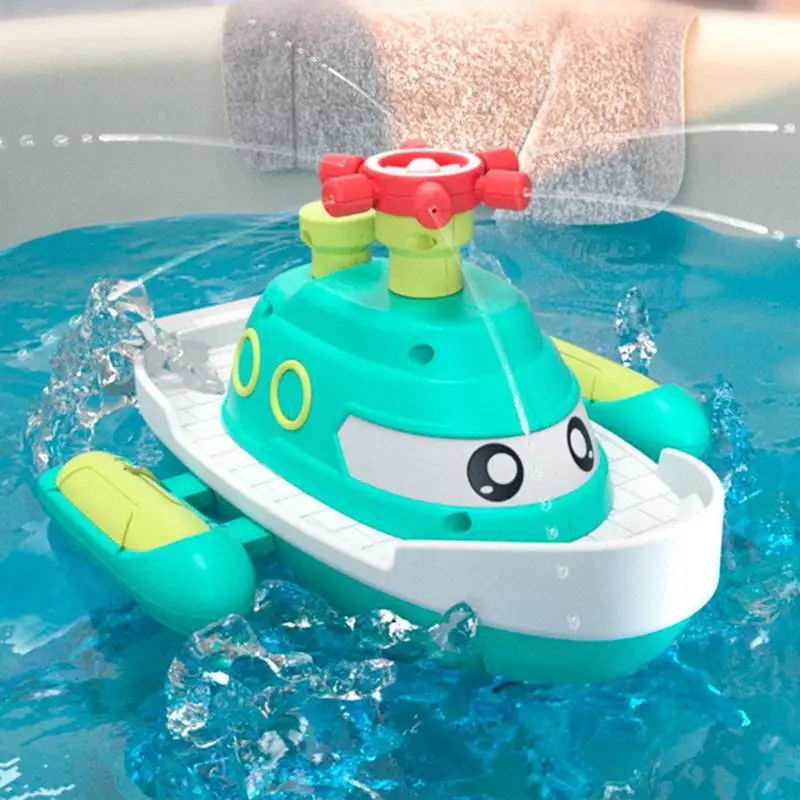 

Baby Bath Toys Cartoon Projection Boat Waterproof Floating Sensory Pool Toys With 4 Spray Modes For Children's Boys Girls Gifts